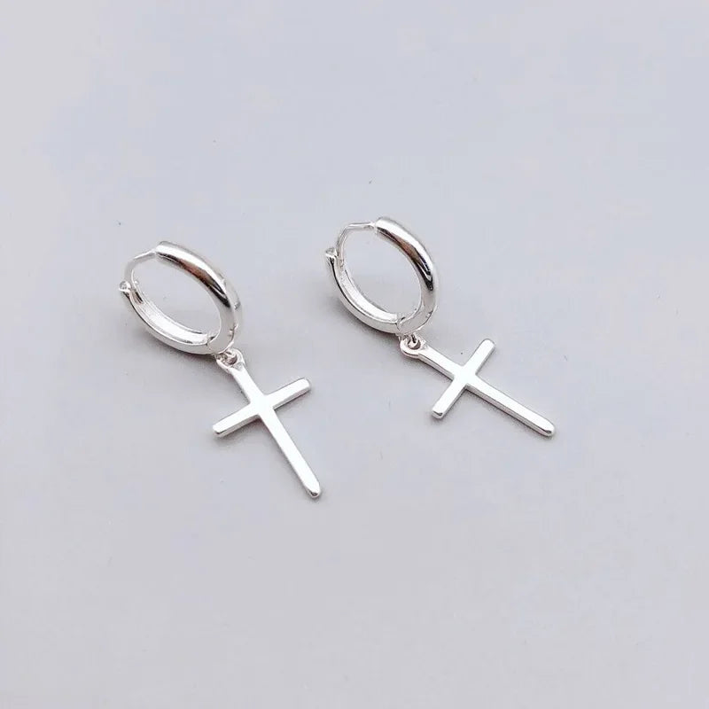 925 Sterling Silver Cross Earrings For Women Trendy Earring Jewelry Prevent Allergy Party Accessories Gift