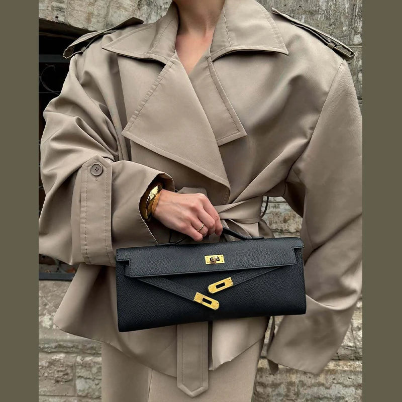 Casual Loose Jackets Women Lapel Long Sleeves Belt Double Breasted Short Windbreaker 2025 Spring Fashion Chic Streetwears Lady