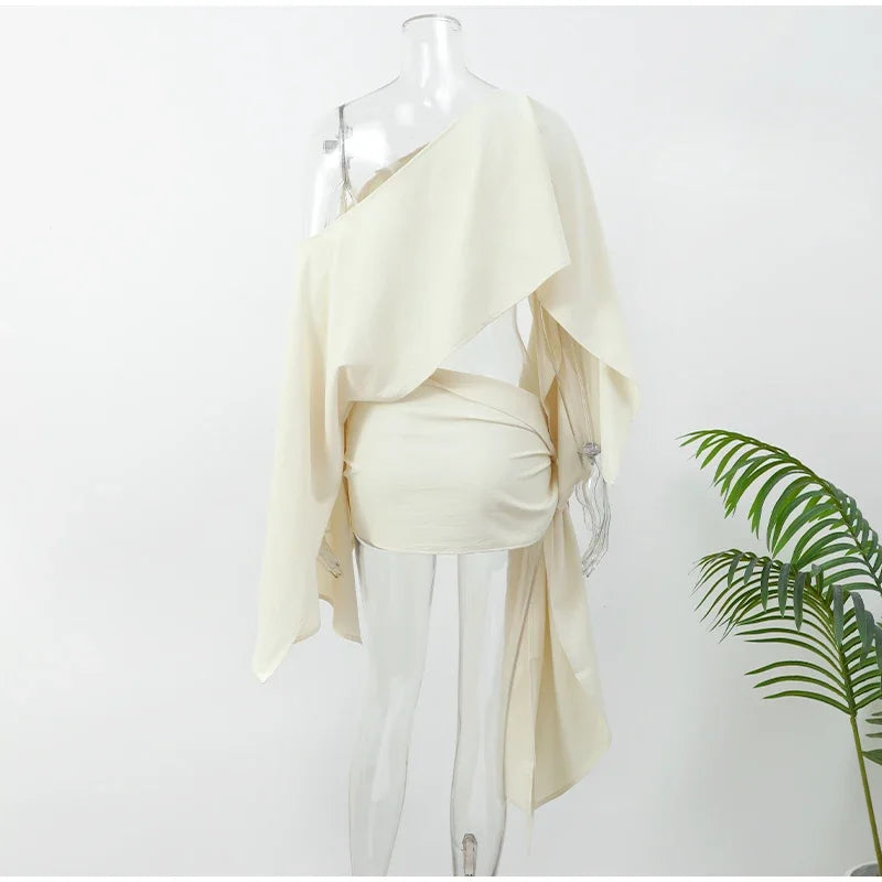 Women Solid Color Shawl Tops Mini Knot Skirt Suit Cotton Linen Comfort Skirts Set 2026 Spring Summer Lady Beach Holiday Outfit