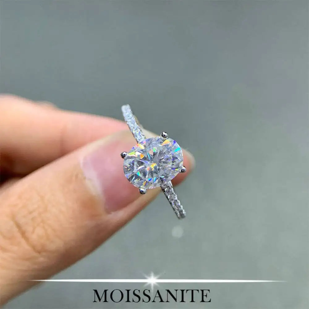 SG Oval Cut 1CT 2CT 3CT D Color Moissanite Rings For Women Lab Diamond Wedding Promise Band S925 Sterling Silver Jewelry