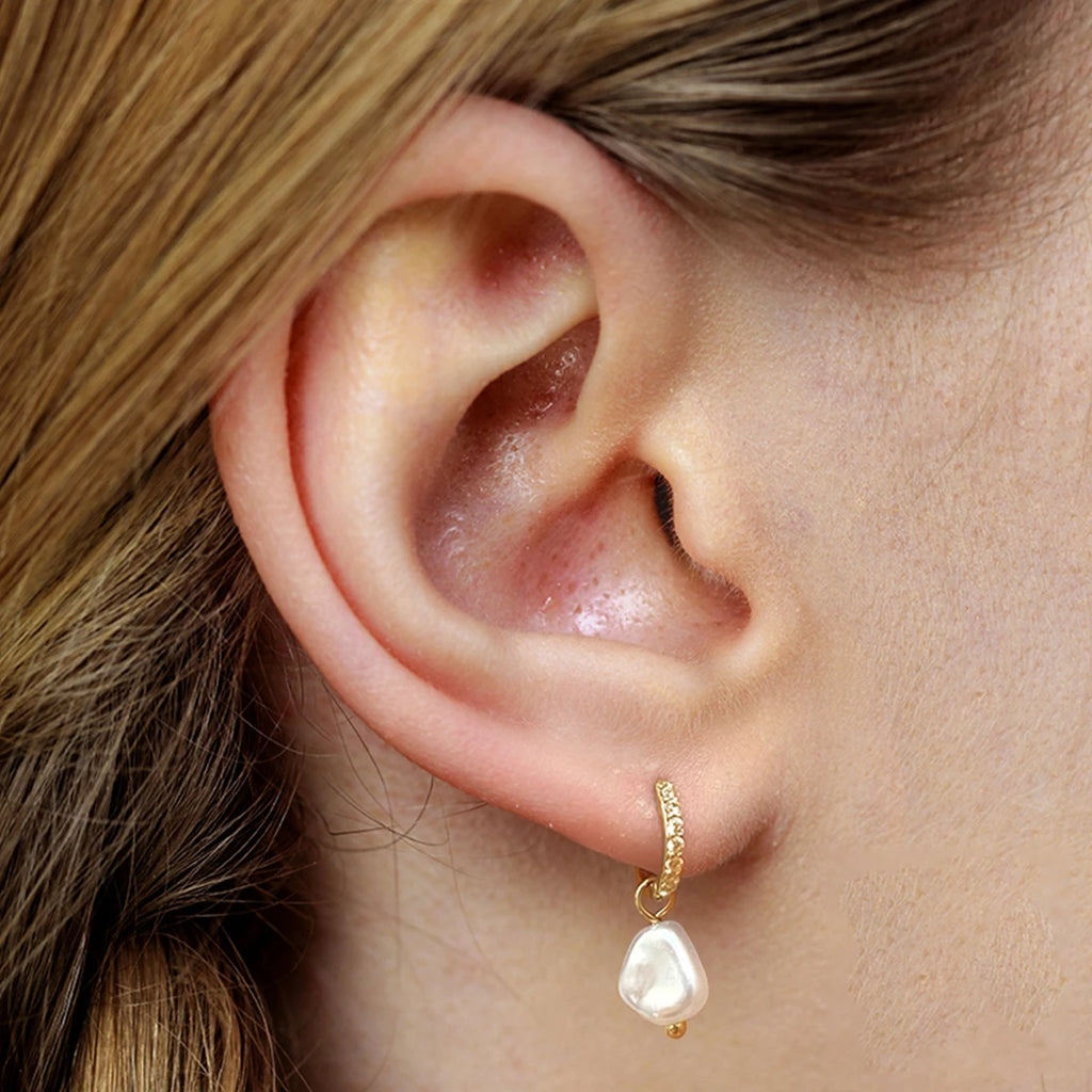 AIDE 925 Sterling Silver Vintage Baroque Pearl Circle Ear Buckles Piercing Huggie Earring For Women Jewelry Brinco Bijou Joyero