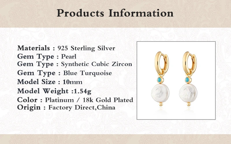 AIDE 925 Sterling Silver Vintage Baroque Pearl Circle Ear Buckles Piercing Huggie Earring For Women Jewelry Brinco Bijou Joyero