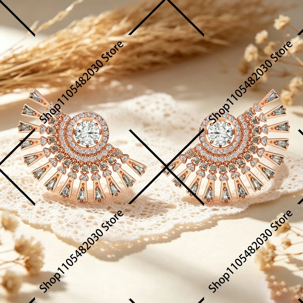 Classic Huggie Hoop Earrings Pave Design Fashion Earrings for Daily Use