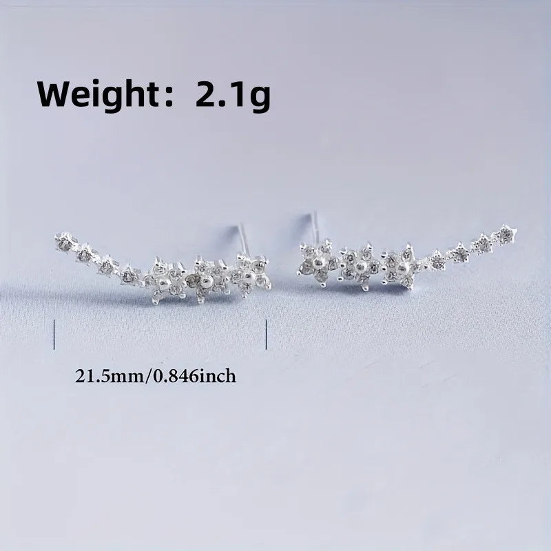 Dainty Rhinestone Flowers Ear Climbers Stud Earrings for Women Fashion Daisy Cuff Crawler Earings Bride Wedding Jewelry Gift