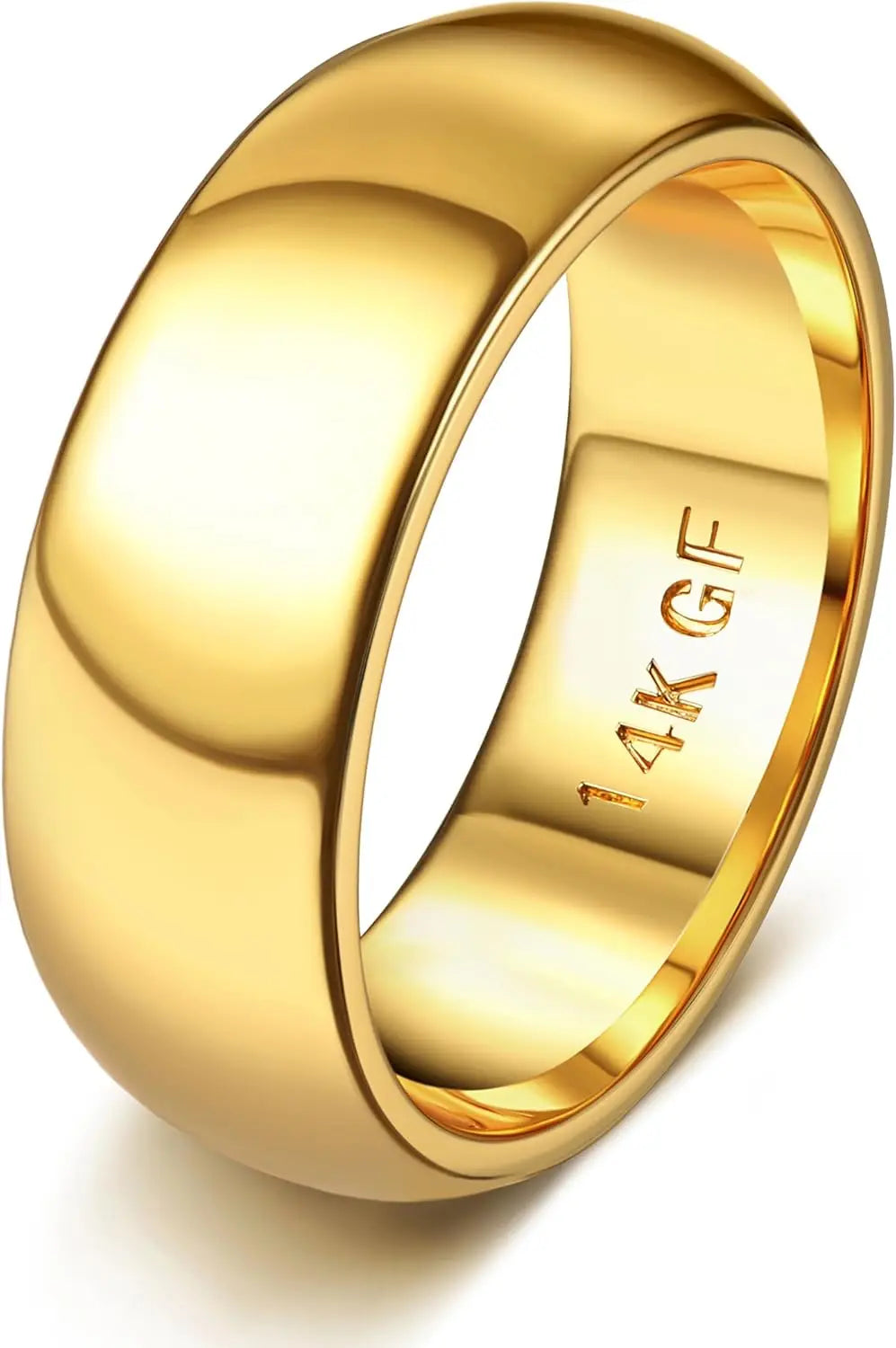 14K Gold Plated Ring for Women Men Thick Thin Pinky Thumb Ring Wedding Band Ring Non Tarnish Plain Domed Comfort Fit Size 6 -10