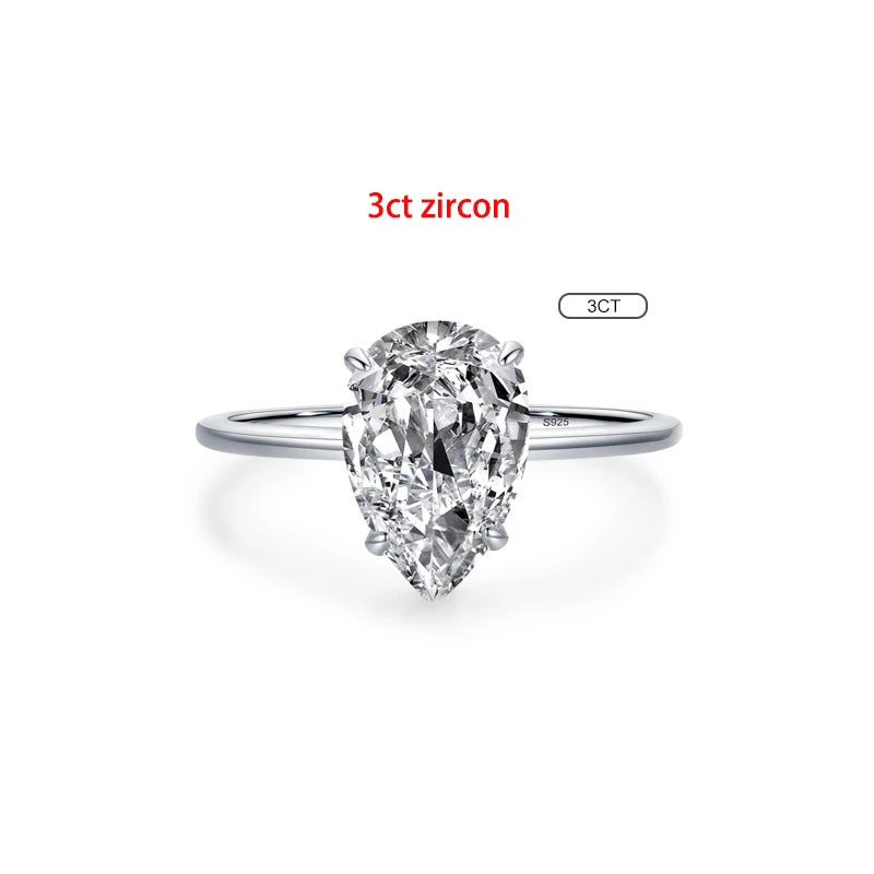 TFGLBU Teardrop Moissanite Rings Oval Cut 1/2/3/4CT Real S925 Sterling Silver Jewelry For Wedding Engagement Ring With Certified