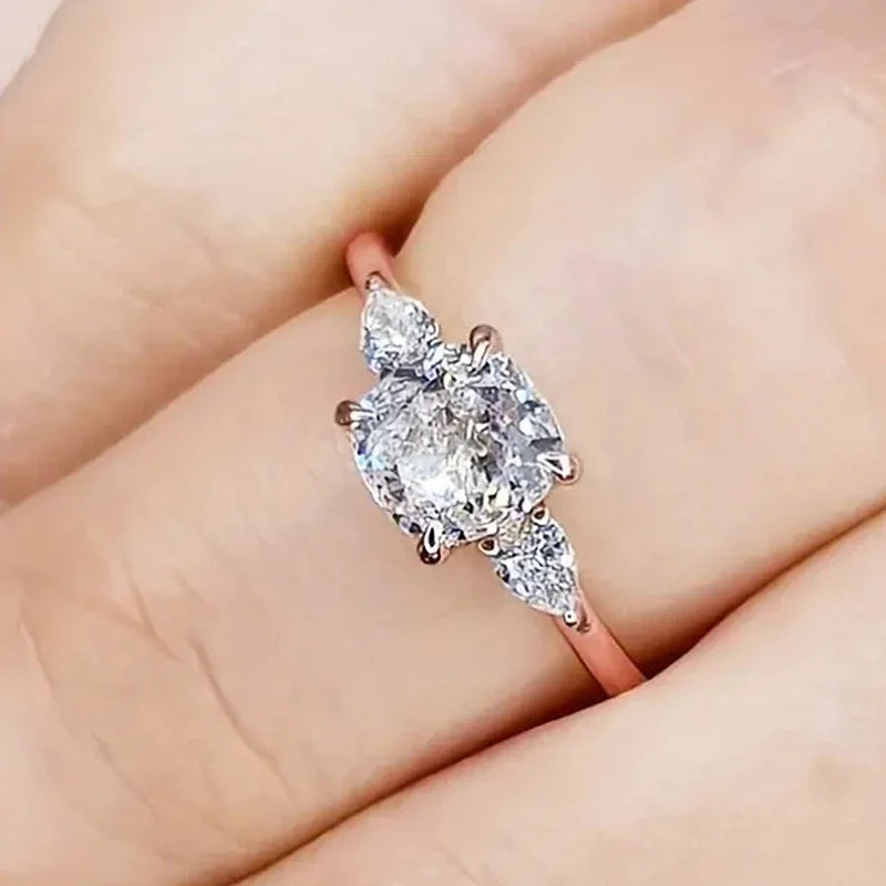 CAOSHI Stylish Luxury Bright Zirconia Rings for Women Fashion 3 Colors Available Finger Jewelry Lady Engagement Accessories Gift