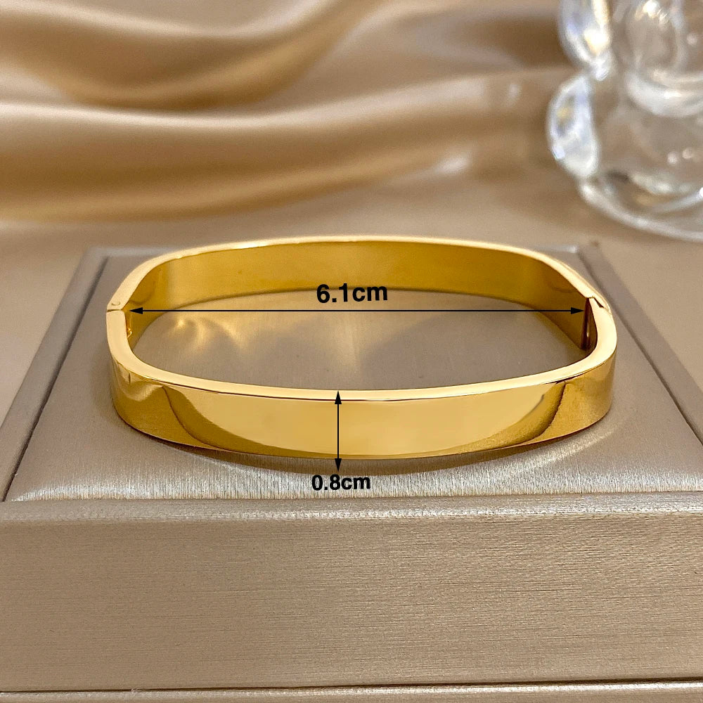 Greatera 5/8mm Wide Bracelet Square Adjustable Delicacy Original Design Stainless Steel Popular Men Women's Bangle Jewelry Gift