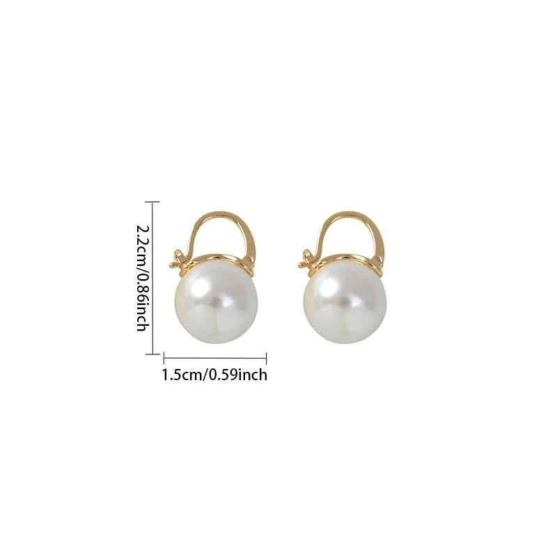 EVISPOL Luxury Pearl Huggie Hoop Earrings for Women Trendy Gold Color Cartilage Tragus Helix Hoop Piercing Jewelry Gift