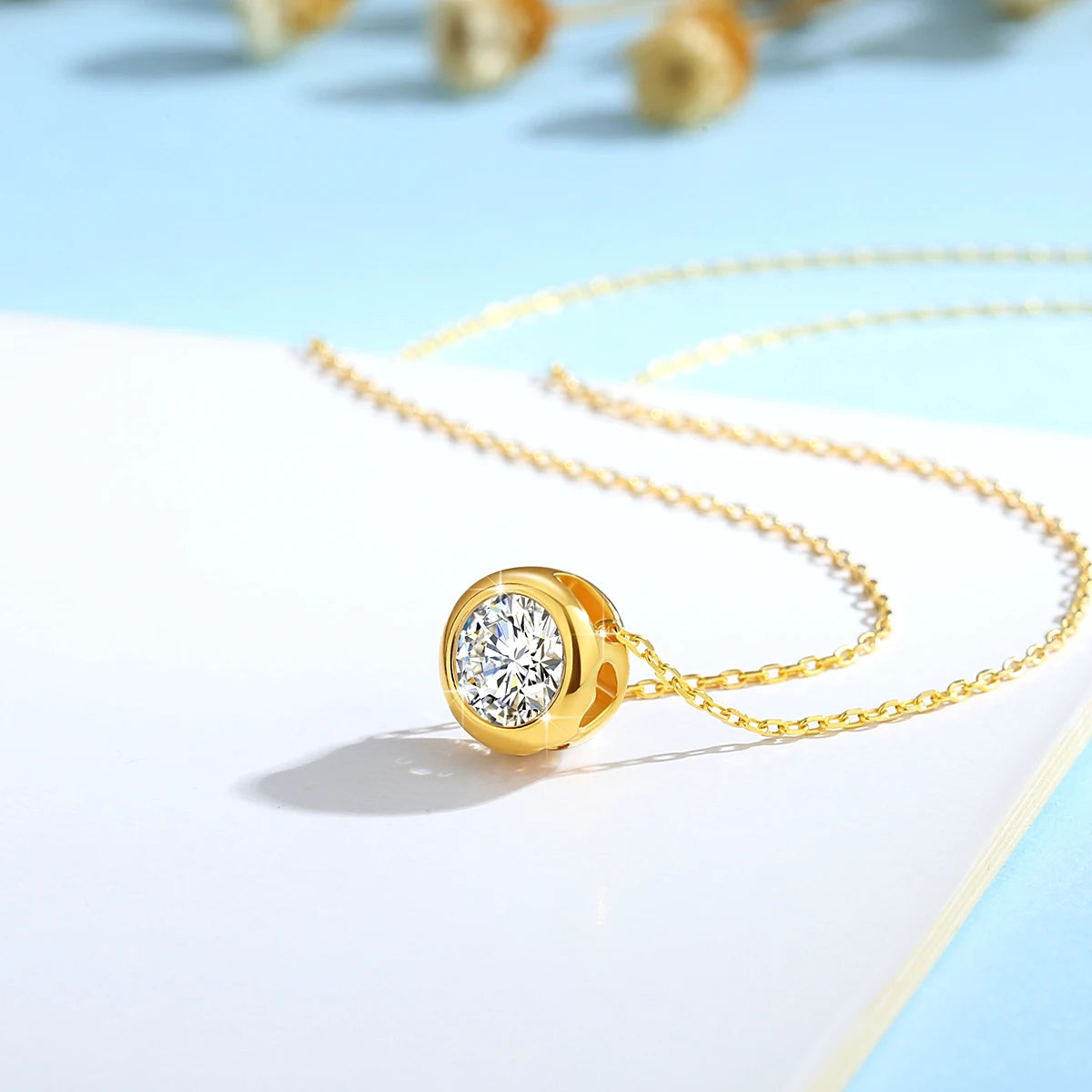 Real 18k Gold Necklace GRA Pink Moissanite Diamond Pendant 0.5ct/1ct Pure AU750 Fine Jewelry Wedding Anniversary Gift for Women