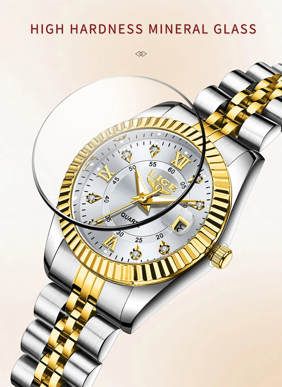 LIGE New Original Brand Luxury Women Watches Fashion Waterproof Ladies Steel Band Quartz Watch Relogio Feminino Girls Clock Gift