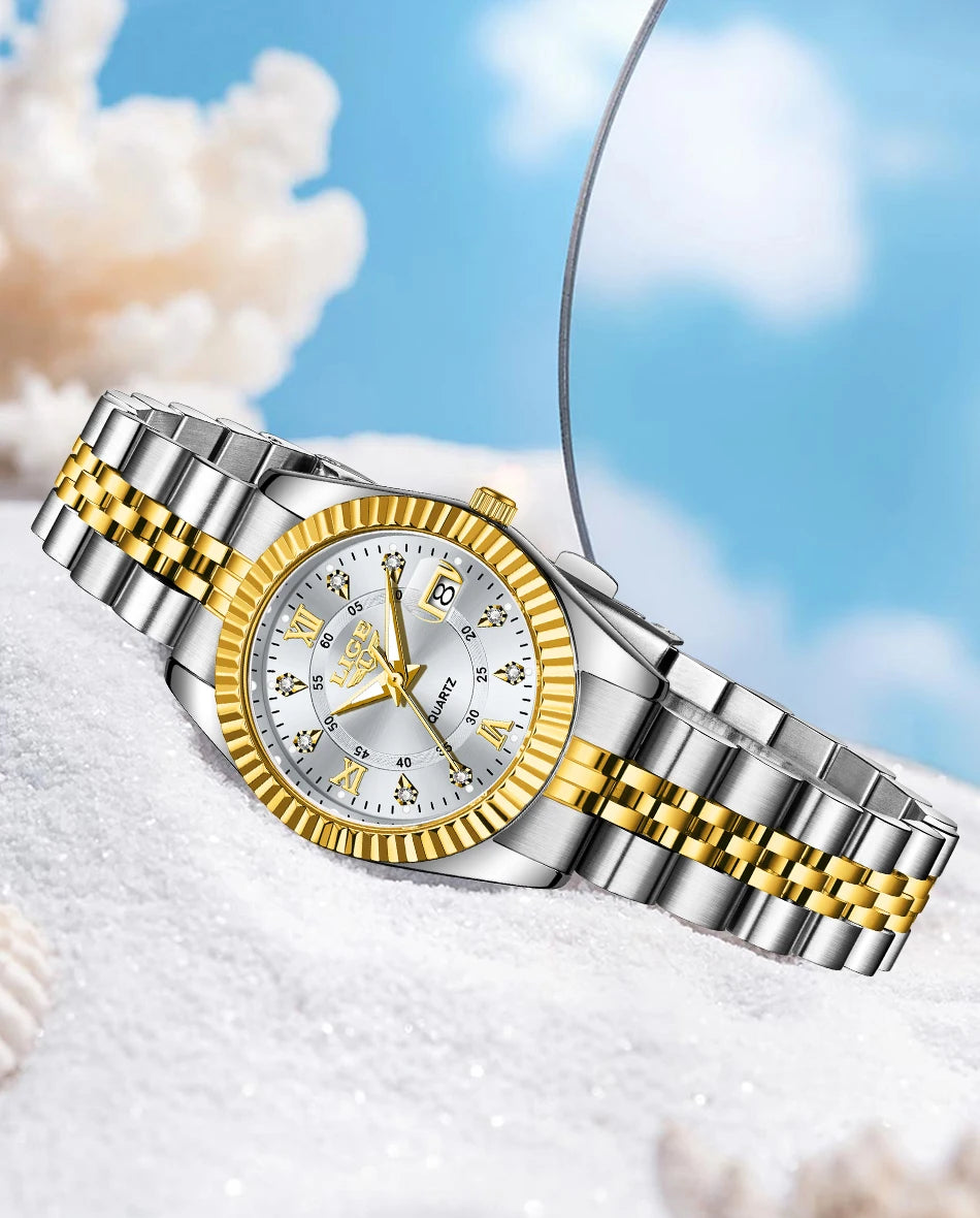 LIGE New Original Brand Luxury Women Watches Fashion Waterproof Ladies Steel Band Quartz Watch Relogio Feminino Girls Clock Gift
