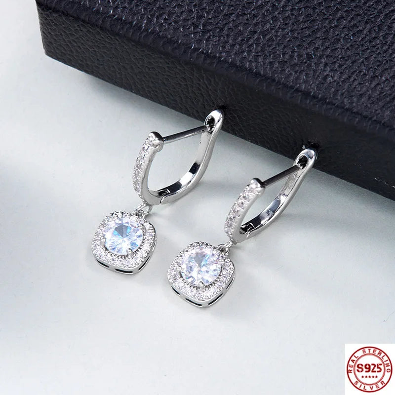 2CT Moissanite Huggie Hoop Earring for Women Lab Created Diamond 925 Sterling Silver Dainty Hoop Dangle Earring Fine Jewelry