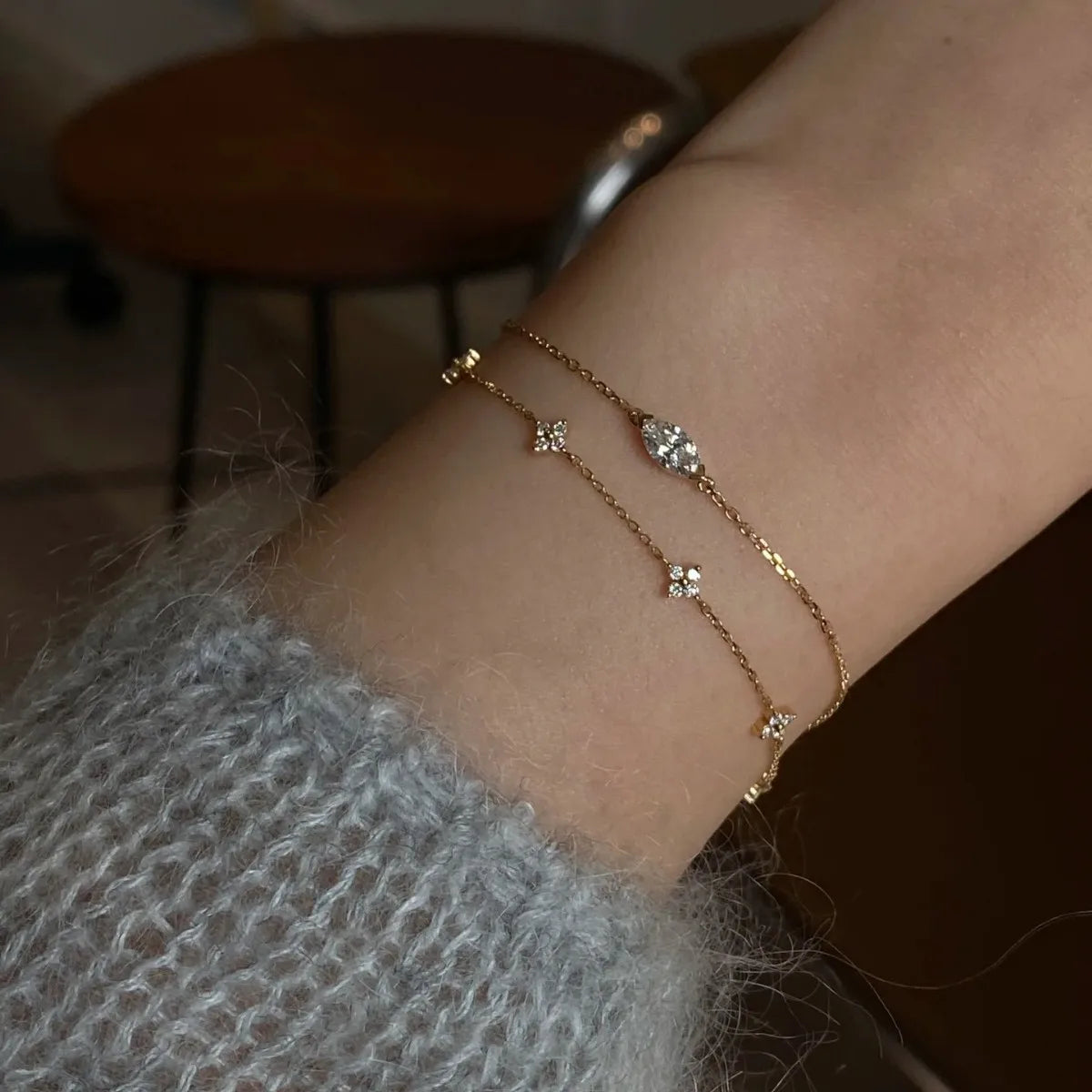 925 Sterling Silver Plating 14K Gold Exquisite Geometric Zircon Bracelet for Women Fashion Temperament Jewelry
