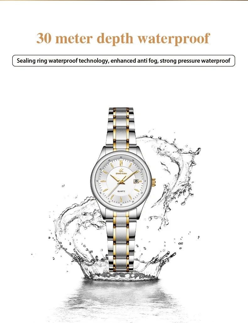 ERNIE KLEIN Women‘s Watches Simple Luxury Fashion Elegant Female Wristwatch Waterproof Luminous Date Exquisite Gift for Girl