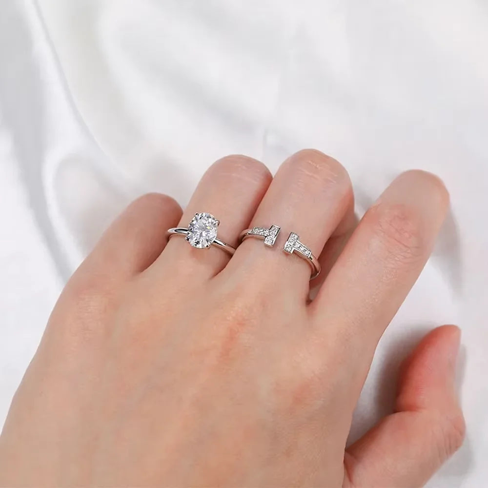 M-JAJA 1-3ct Moissanite Engagement Ring for Women Oval Cut D VVSI Diamond Wedding Band Bridal Sets S925 Silver Solitaire Ring