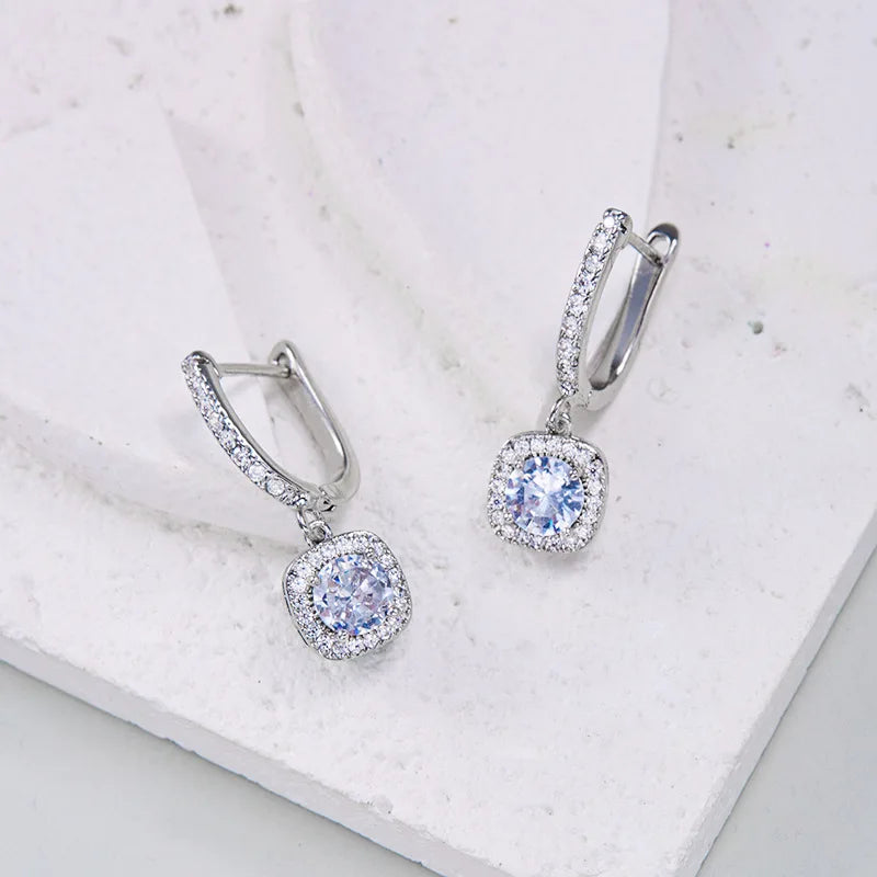 2CT Moissanite Huggie Hoop Earring for Women Lab Created Diamond 925 Sterling Silver Dainty Hoop Dangle Earring Fine Jewelry