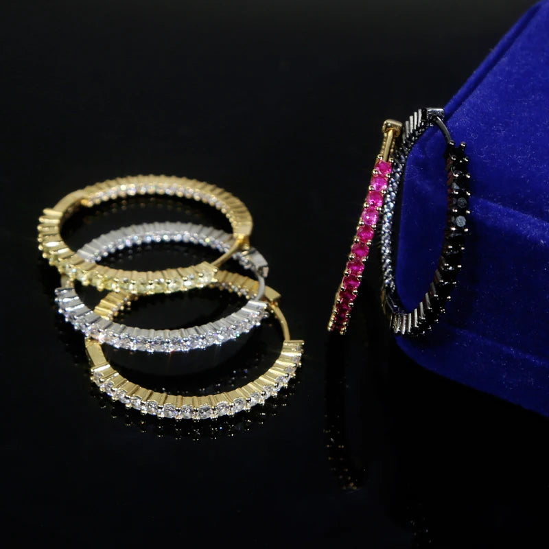5 Color 20MM 40MM Two Sized Huggie Hoop Earring Yellow Red Whit Black Cubic Zirconia Classic High Quality Fashion Women Jewelry