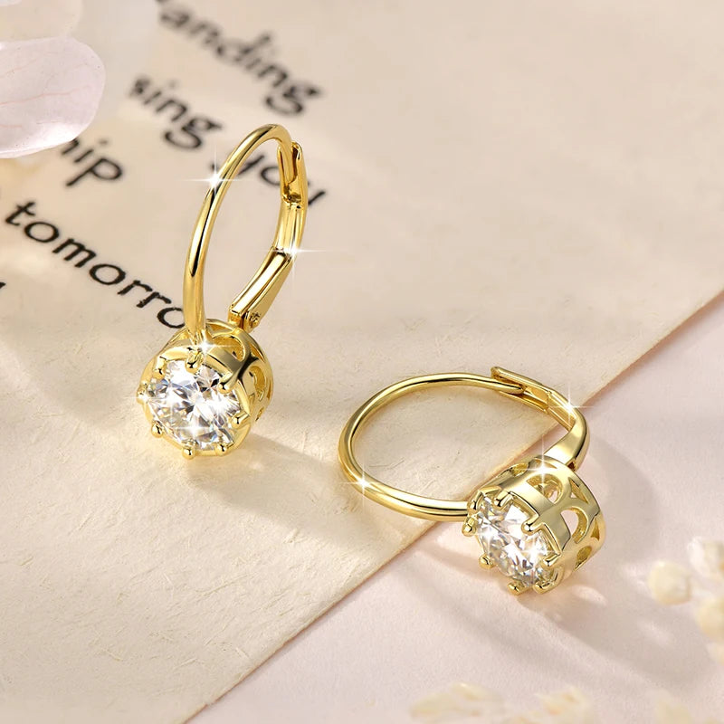 RAPRGOLD 1.0CT Round Moissanite Classic Clip Hoop Earrings for Women 14K Gold Filled Delicate Huggie Jewelry Anniversary Gifts