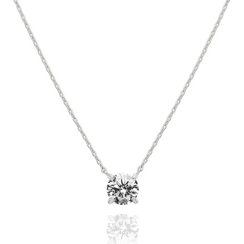 OXTAO Certified Moissanite Solitaire Necklace Necklace 5mm/4mm D Color VVS1 for Women 14K Gold Filled Four-claw Necklace Jewelry