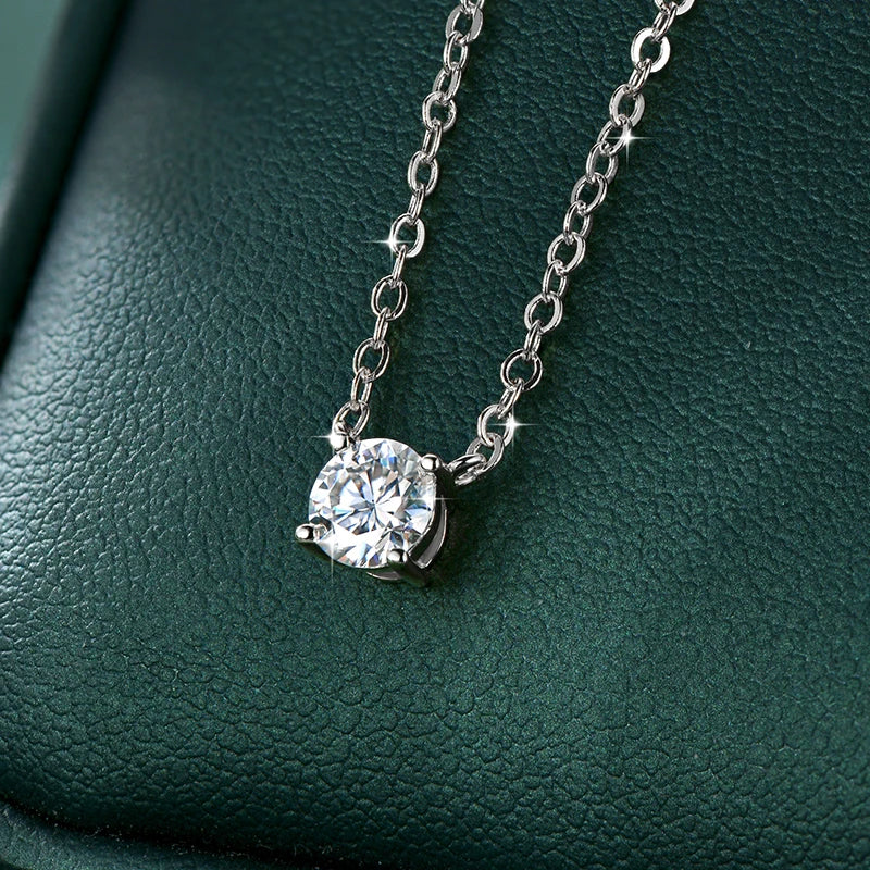 OXTAO Certified Moissanite Solitaire Necklace Necklace 5mm/4mm D Color VVS1 for Women 14K Gold Filled Four-claw Necklace Jewelry