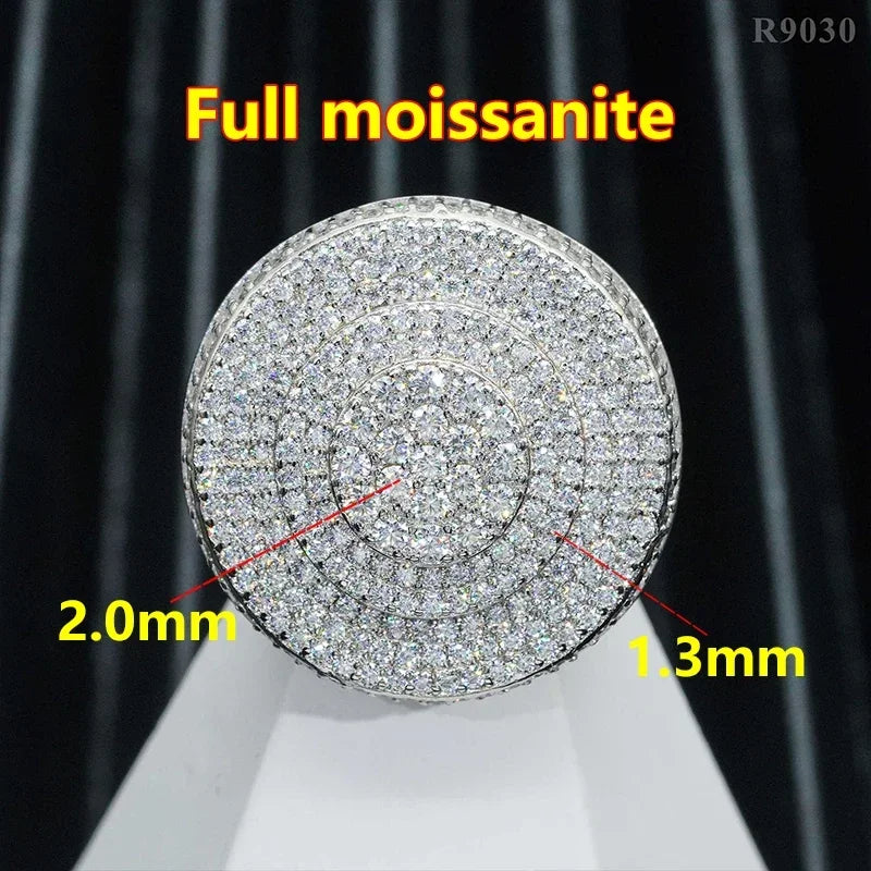 New  Modern Moissanite Rings for Men Hip hop Mosaic Ring Original 925 Sterling Silver Jewelry Moissanite Diamond Rings for Men
