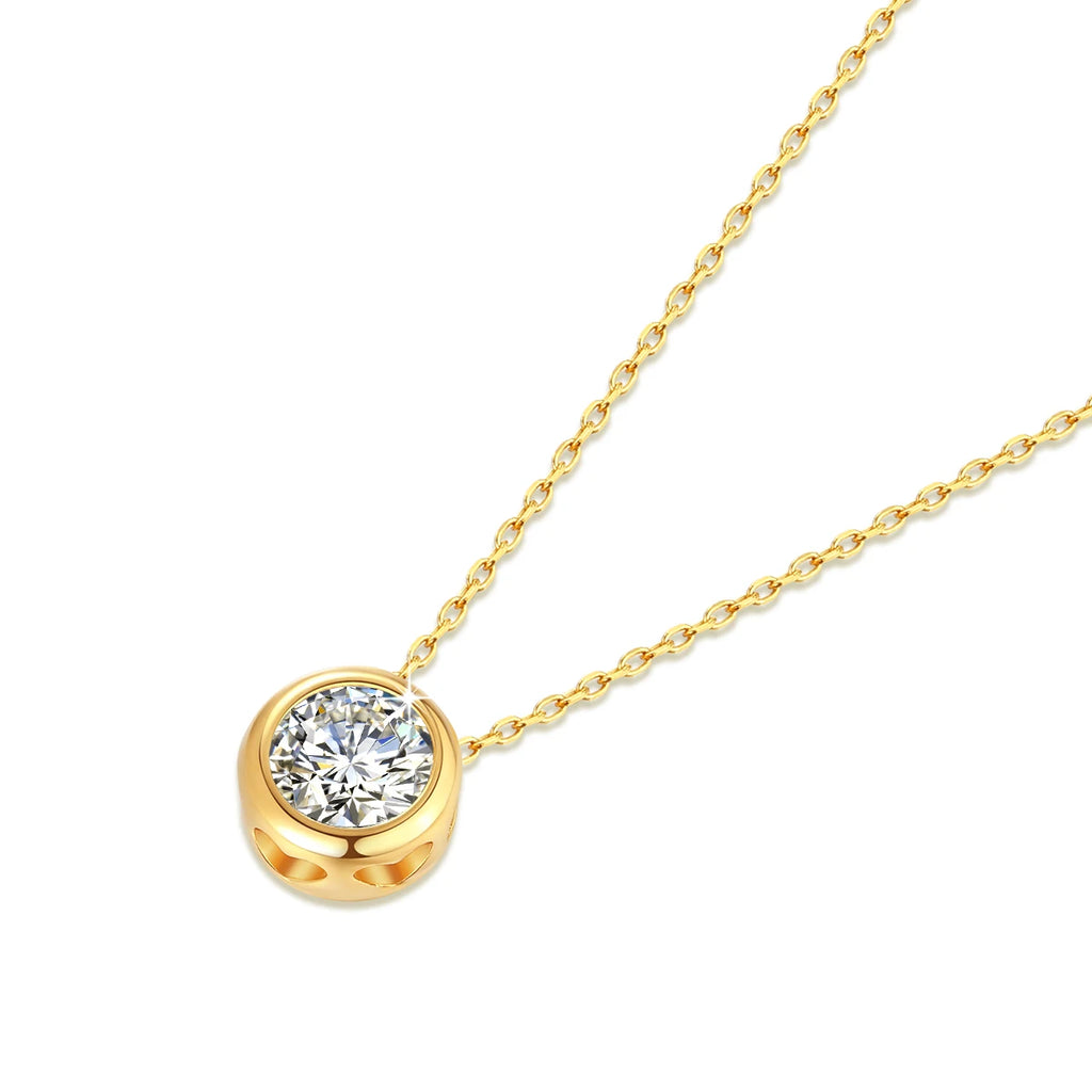 Real 18k Gold Necklace GRA Pink Moissanite Diamond Pendant 0.5ct/1ct Pure AU750 Fine Jewelry Wedding Anniversary Gift for Women