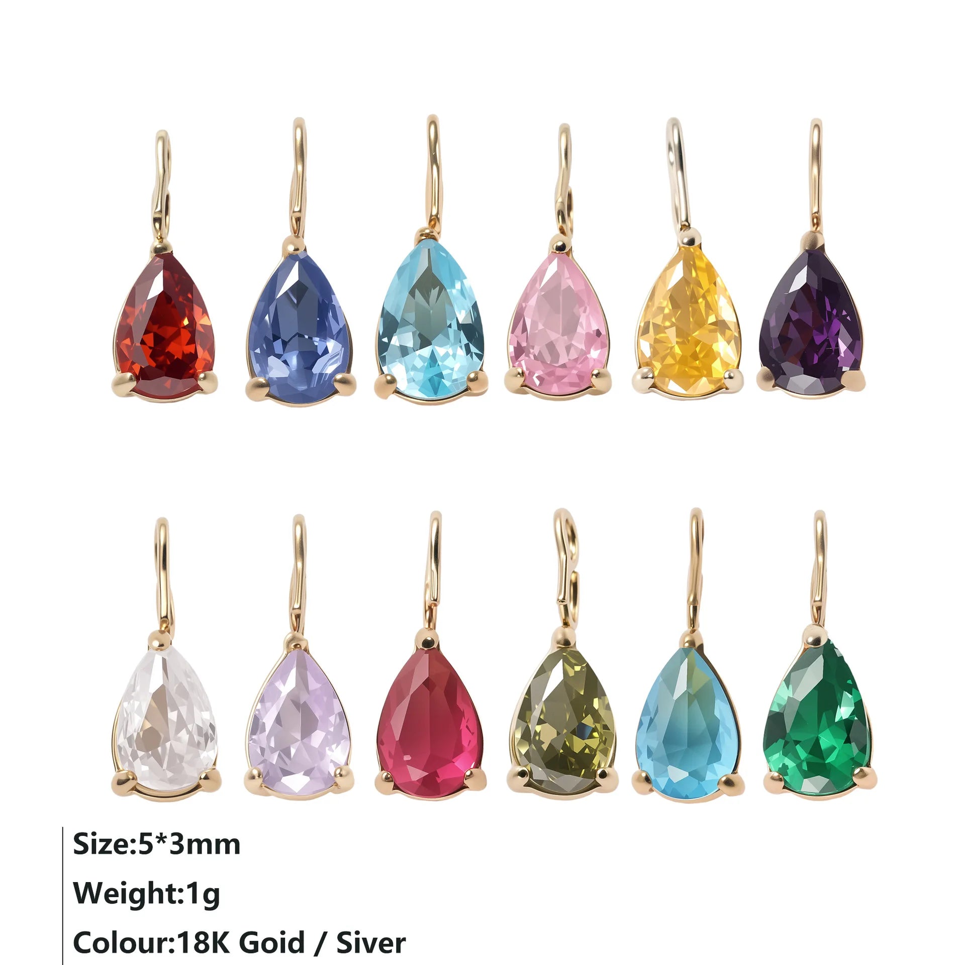 6MM Dainty Teardrop Crystal Pendant 14K Gold Plated Pear Cut CZ Charms for DIY Earring Necklace Jewelry Making Supplies
