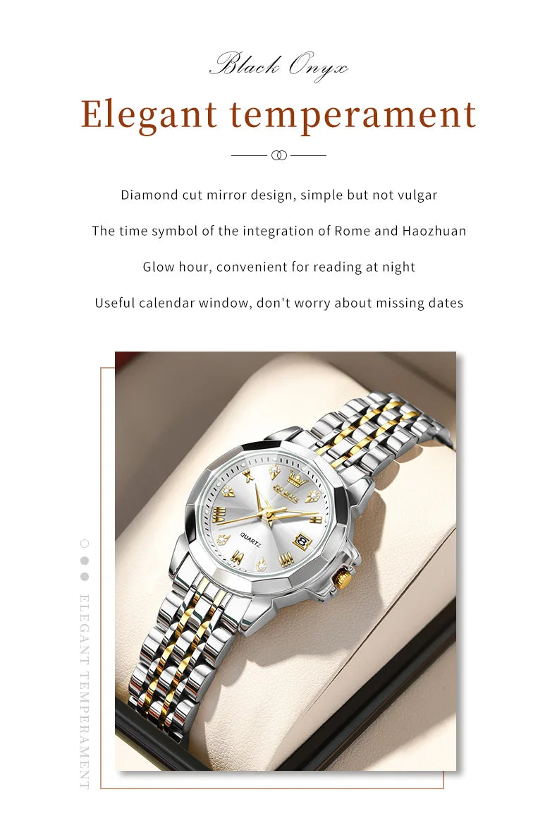 OLEVS 9931X Women Watches Fashion Original Fragrant Quartz Watch Waterproof Rhombus Stainless Steel Date Perfume Ladies Watches