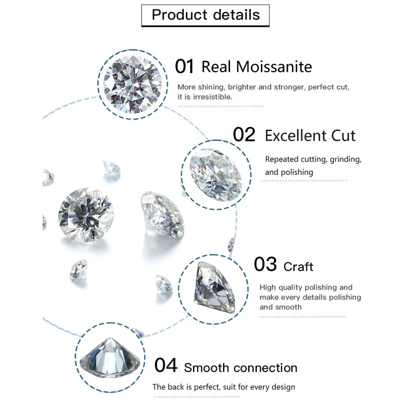 EWYA Dainty 0.3CT Round Cut D Color Moissanite Huggie Hoop Earrings for Women S925 Silver Minimalist Buckle Ear Fine Jewelry
