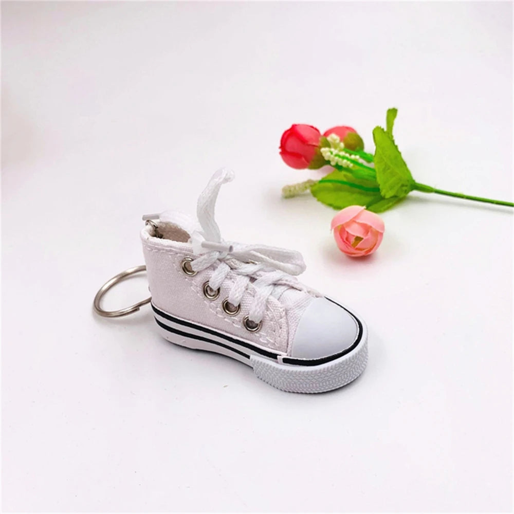 Mini High-top Canvas Shoes Keychains Women Creative Bag Hanging Sneaker Key Ring Car Key Holder Students Fun Gifts Accessories