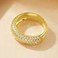 Rrjzz Exquisite Micro CZ Simulated Diamond Band Ring 14k Gold-Plated Couple Rings Luxury Jewelry for Women Men Anniversary Gift