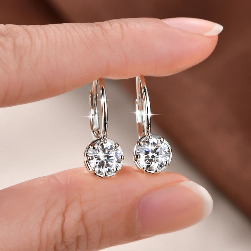 RAPRGOLD 1.0CT Round Moissanite Classic Clip Hoop Earrings for Women 14K Gold Filled Delicate Huggie Jewelry Anniversary Gifts