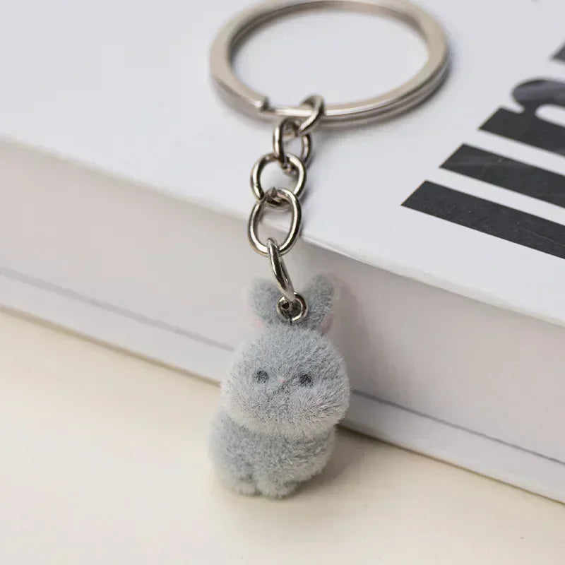 3D Cartoon Flocking Cats and Mouse Keychains Key Ring Animal Key Chains Gifts For Women Men Car Keys DIY Jewelry Kawaii Cat 2025