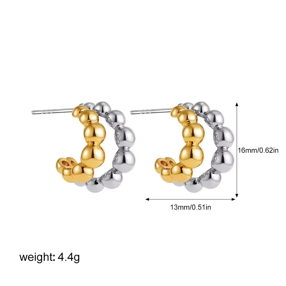 Stainless Steel Mix Color PVD Round Tube O-Shaped Hoop Earrings for Women Vintage Zircon Huggie Ear Ring Waterproof Jewelry Gift