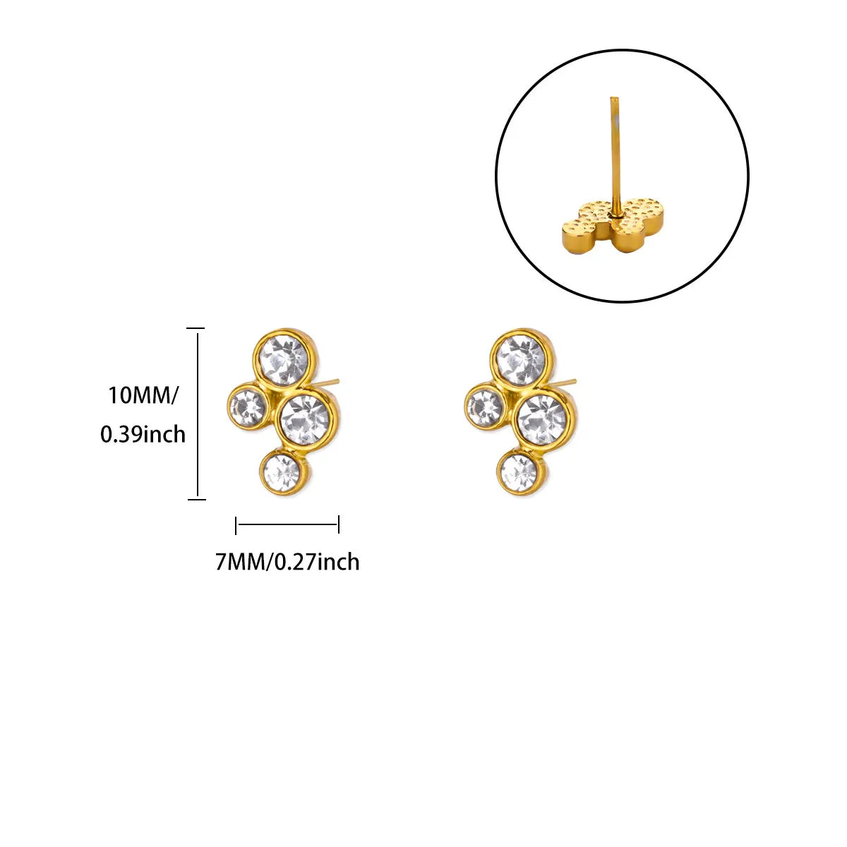 Cute Small Zircon Stud Earrings For Women Girls Gold Color Stainless Steel Earrings Wedding Jewelry Gifts aretes aros mujer