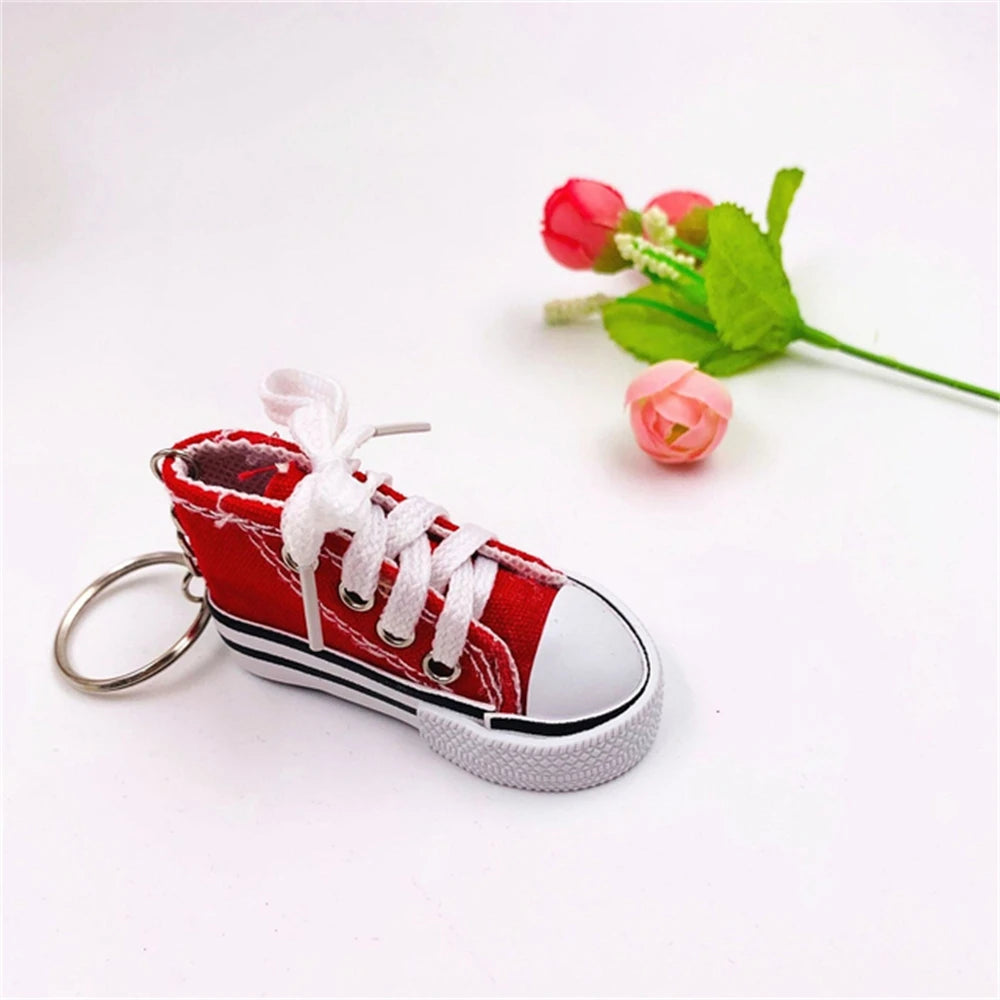Mini High-top Canvas Shoes Keychains Women Creative Bag Hanging Sneaker Key Ring Car Key Holder Students Fun Gifts Accessories