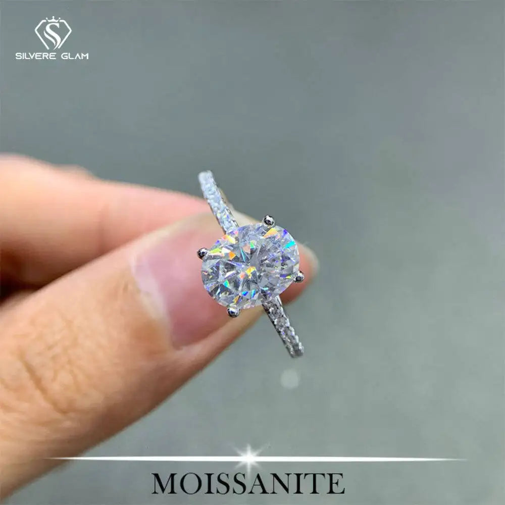 SG Oval Cut 1CT 2CT 3CT D Color Moissanite Rings For Women Lab Diamond Wedding Promise Band S925 Sterling Silver Jewelry
