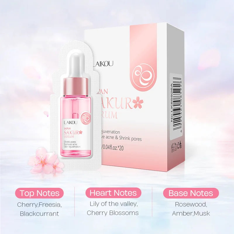 LAIKOU 20pcs Japan Sakura Serum Anti-Aging Whitening Moisturizer Nourish Repairing Brightening Rejuvenation Skin Face Serum Care