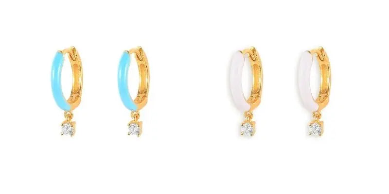 Multicolour Enamel Hoop Earrings for Women 925 Silver Needle Candy Color Huggie Earrings Trendy Party Girls Jewelry Gift