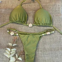 New Split Briefs Bikini Sexy Brazil Swimsuit Women's Beach Vacation Bikin