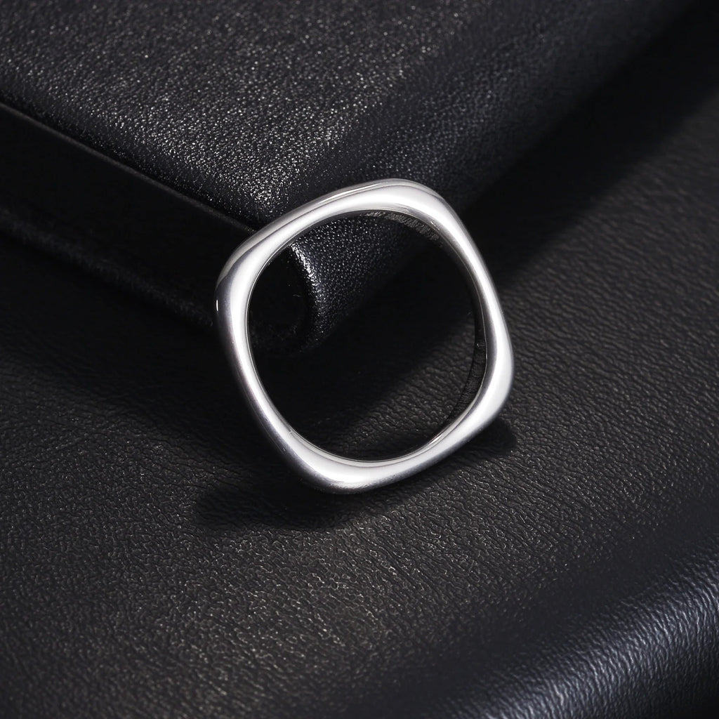 Trendy Dainty Square Ring Women Stainless Steel Geometric Thin Design Gold Silver Color Fashion Jewelry Gifts