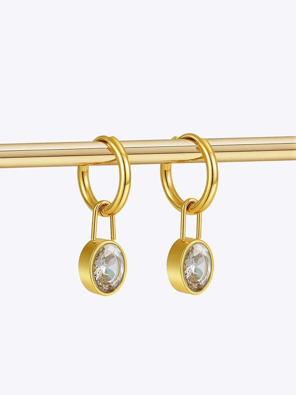 ENFASHION Aretes De Mujer Oval Zircon Huggie Earrings For Women's Stainless steel 18K Plated Gold Decliate Trendy Jewelry E1861