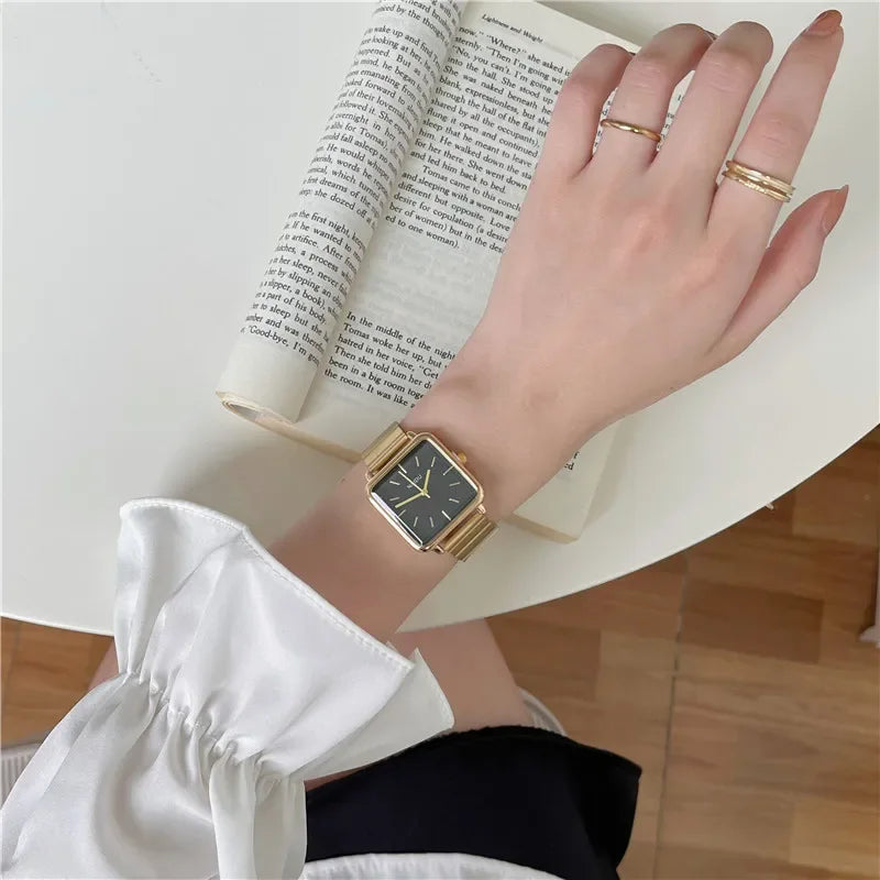 Adjustable Stainless Steel Strap Quartz Watch for Women Luxury Gift Square Wristwatch Dropshipping Watches Relojes Para Mujer