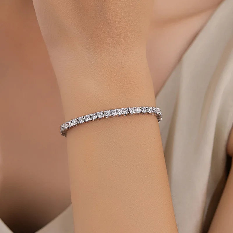 Factory Price Unisex Hip Hop Moissanite Tennis Chain for Women S925 Sterling Silver Gold Man Bracelet Hiphop Jewelry