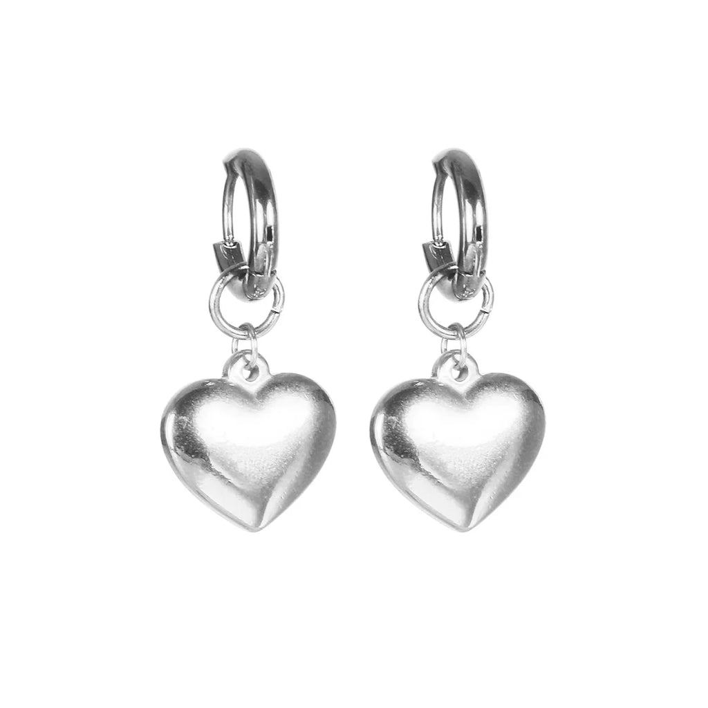New Style Stainless Steel Heart Drop Huggie Earrings For Women Girlfriend Earrings Jewelry Valentine's Day Gifts