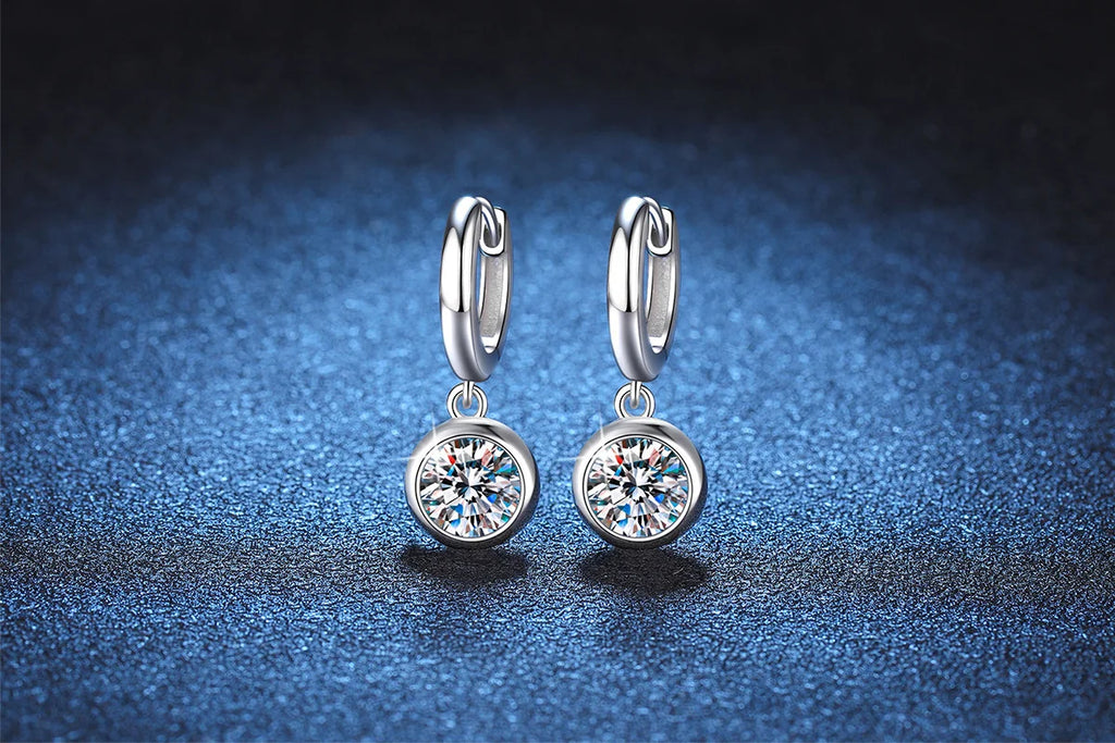 Modern Hoop Earrings for Women Real D Color Moissanite Dangle Huggie Drop Earrings Silver 925 Original Wedding Jewelry for Girl