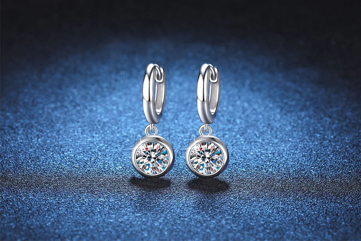 Modern Hoop Earrings for Women Real D Color Moissanite Dangle Huggie Drop Earrings Silver 925 Original Wedding Jewelry for Girl