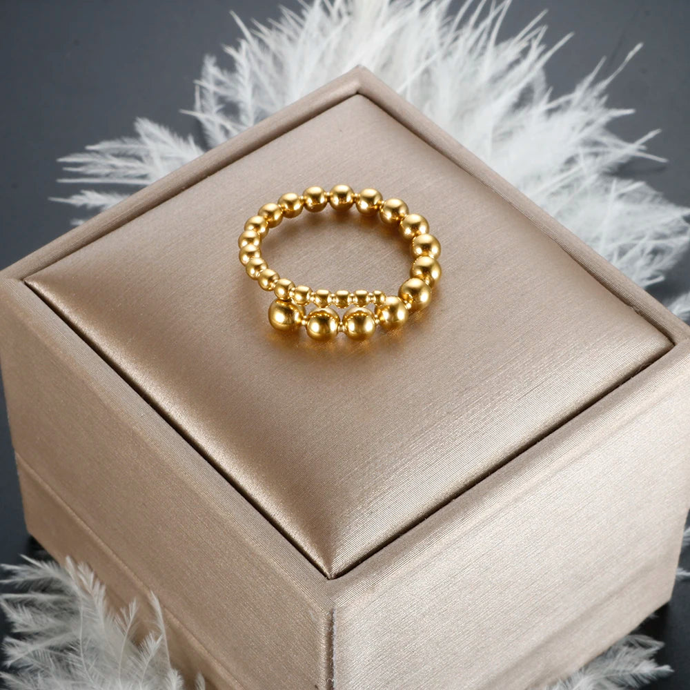 Dainty Stainless Steel Beads Stackable Ring for Women Girl Statement  Minimalist New Fashion Wholesales Jewelry Gift
