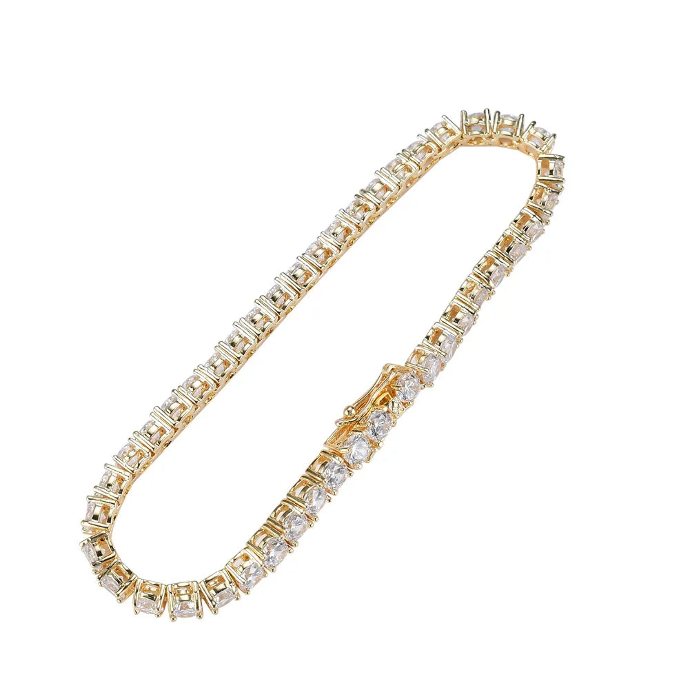 Factory Price Unisex Hip Hop Moissanite Tennis Chain for Women S925 Sterling Silver Gold Man Bracelet Hiphop Jewelry
